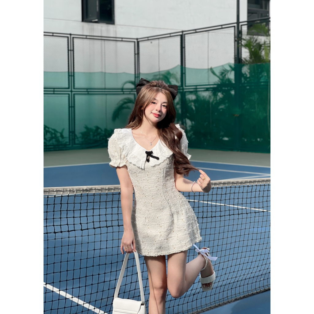 Váy dạ tweed có lót trong pinkdress