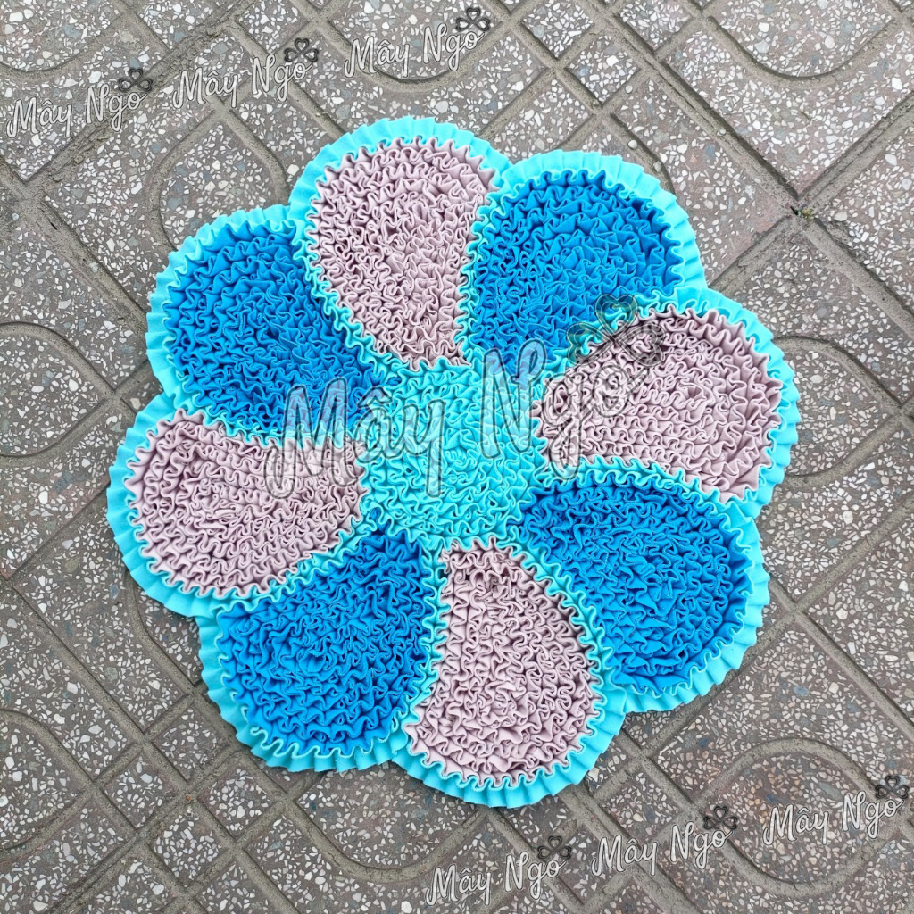 Thảm lau chân trang trí trong nhà handmade 50cm hoa 8 cánh