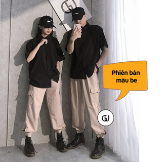 Quần Jogger Kaki Túi Hộp Nam Nữ Chất Không Nhăn Xù, Form Dáng Jogger Màu Be Đen Basic, Có Túi Hộp GUF