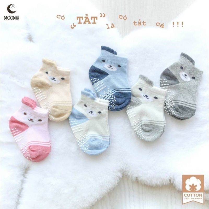 Set 2 đôi vớ/tất chân Mipbi/Moon chất cotton mềm cho bé
