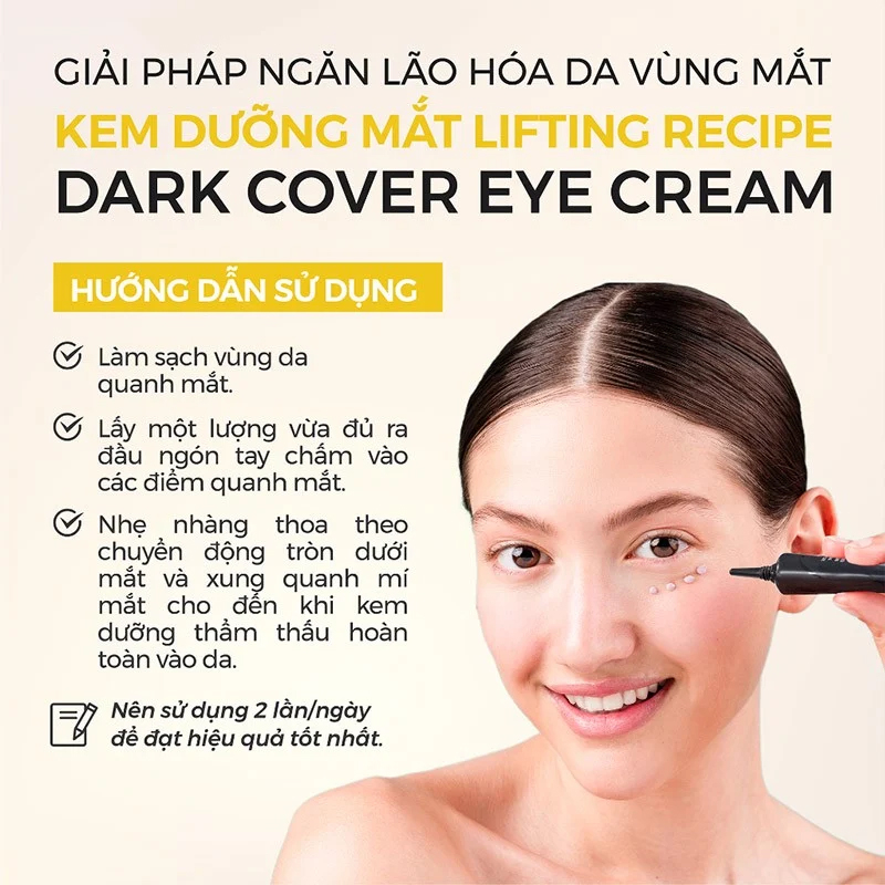 Kem Dưỡng Mắt Mờ Thâm Giảm Nếp Nhăn Recipe Lifting Dark Cover Eye Cream 30ml