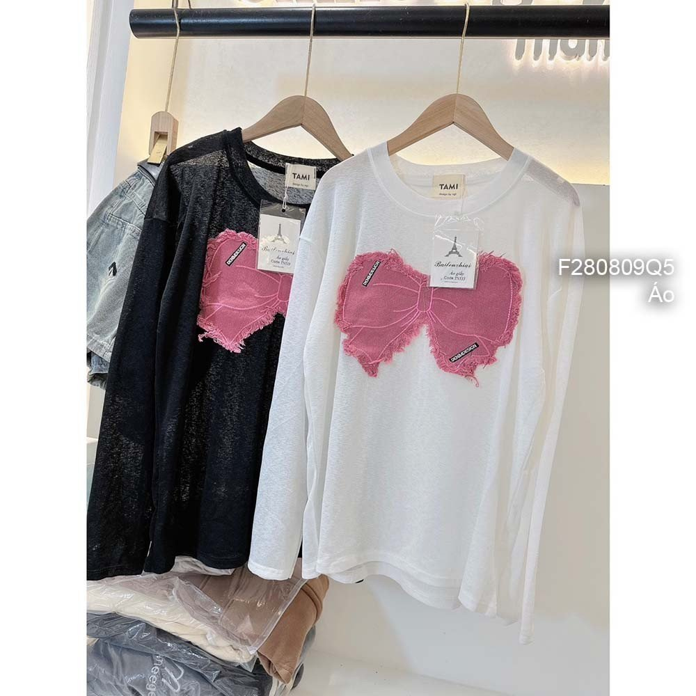 Áo thun giấy cổ tim tay dài hàng đẹp QC! | TOMBI SHOP