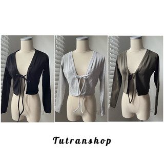 Áo Cardigan croptop thun tăm