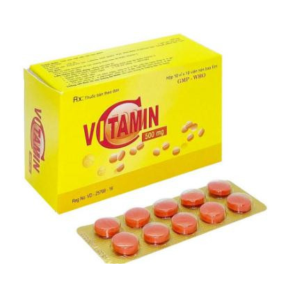 Vitamin C 500mg Hộp 100 viên tăng cường sức đề kháng
