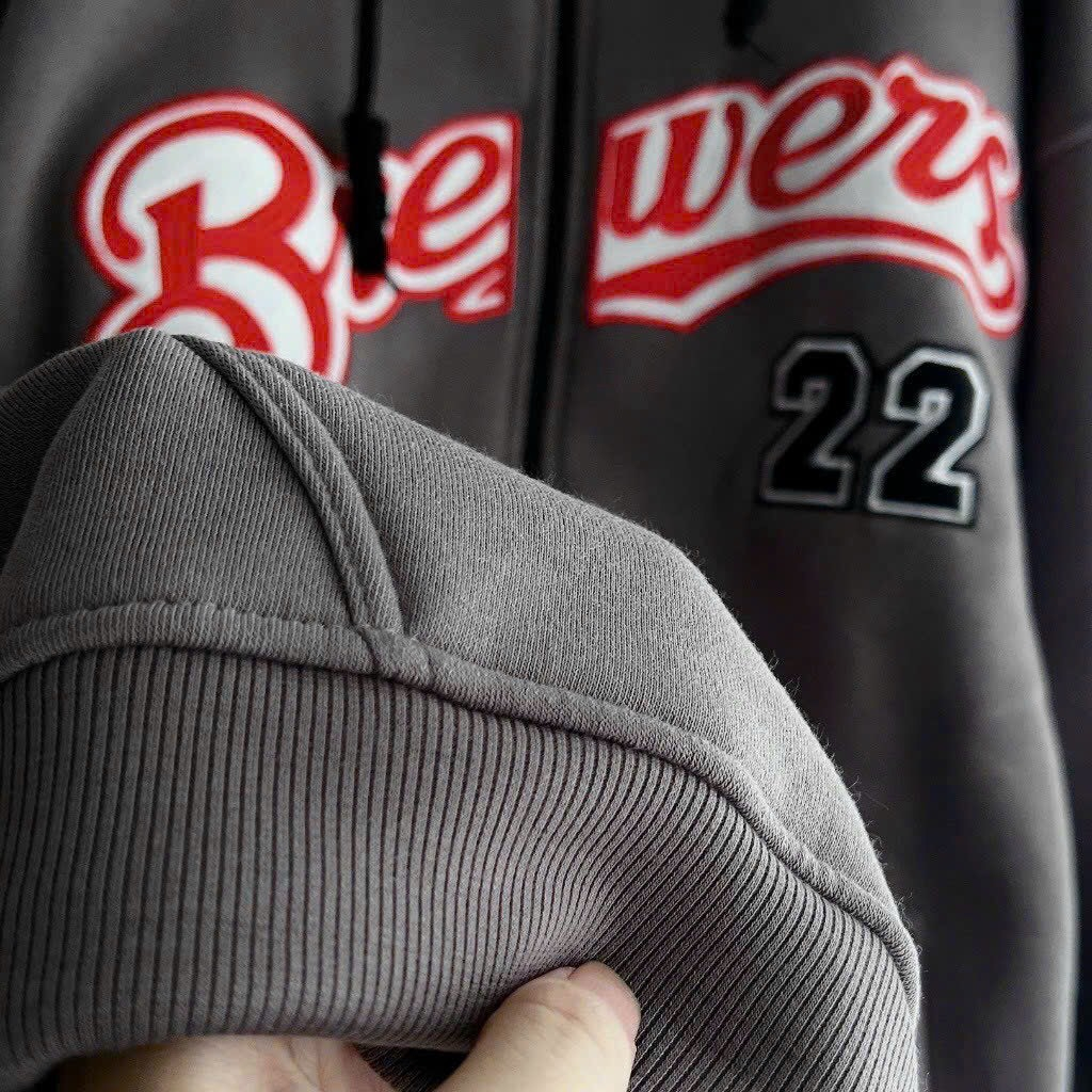 Áo khoác nỉ BB22 tag chữ thêu form rộng unisex màu xám HYPRETTY 02