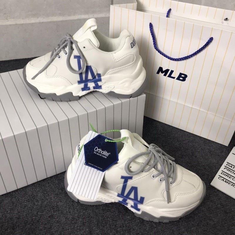 Giày MLB Chunky LA Dodgers, Giày Thể Thao Dodgers Xanh Nam Nữ Da Bò Đế Độn 2 Lớp Cao Cấp Full Box Bill Size