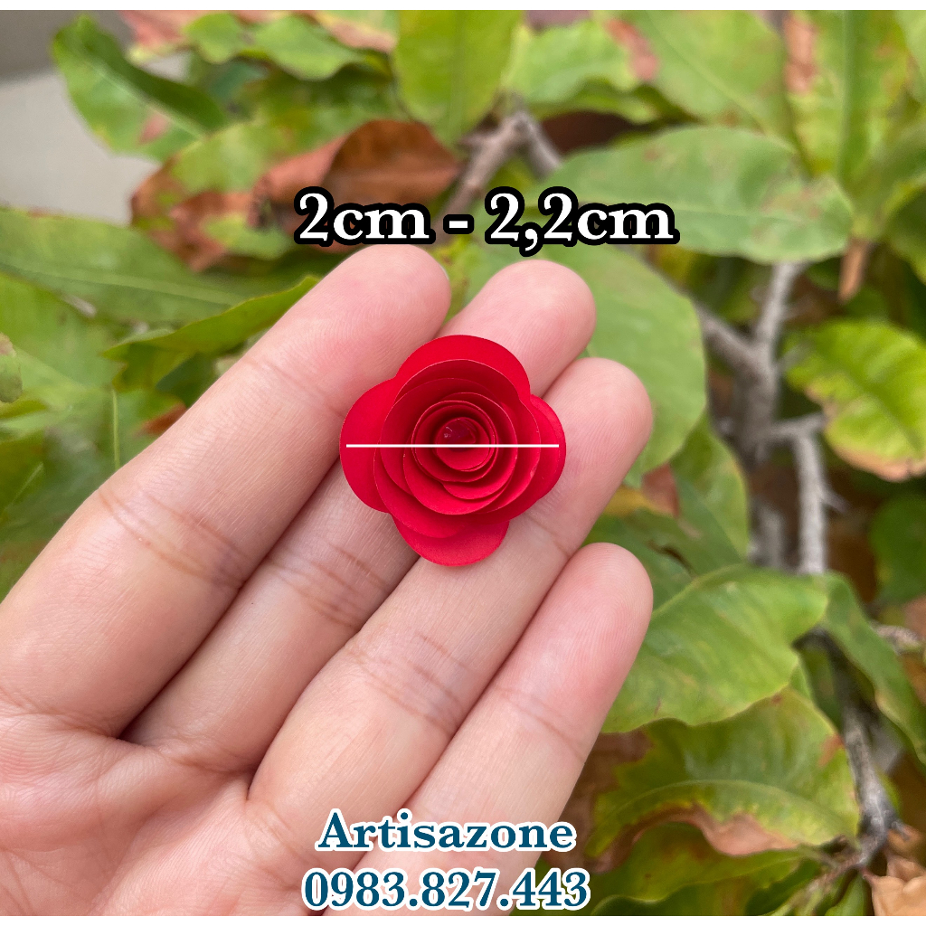 Hoa hồng giấy nhỏ (size từ 1,6cm - 4cm) - 06 bông hoặc 10 bông/túi - (Đọc kỹ mô tả sản phẩm)