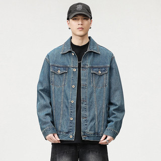 Áo khoác jean nam Xanh Đậm Ánh Rêu form rộng phong cách ulzzang. Hàng cao cấp có 6 túi và túi trong