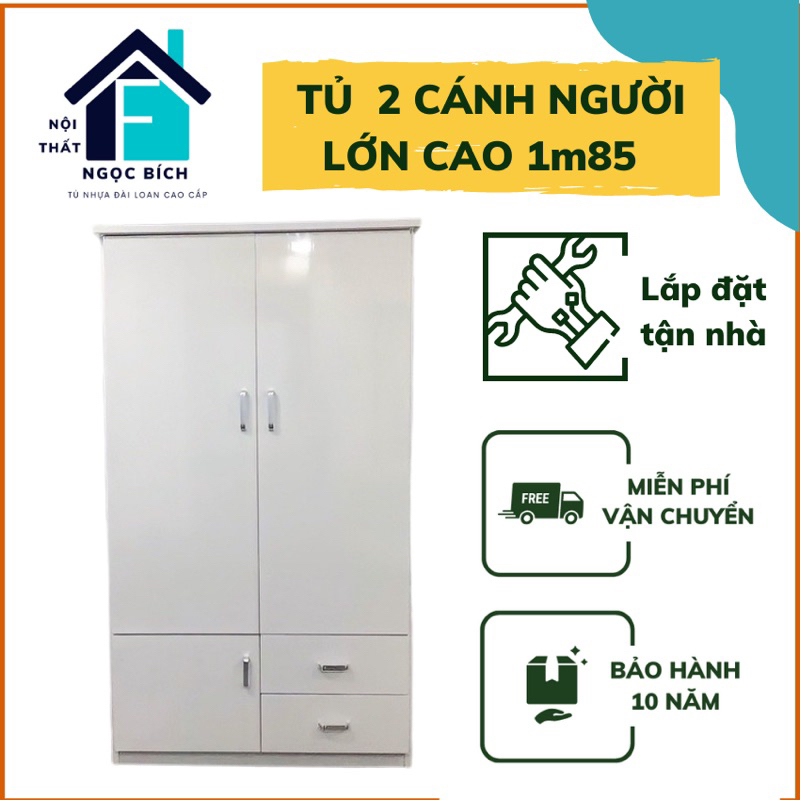 Tủ Nhựa Đài Loan 2 Cánh Tiện Lợi Chịu Lực Tốt Cao 1m85. ngang 85