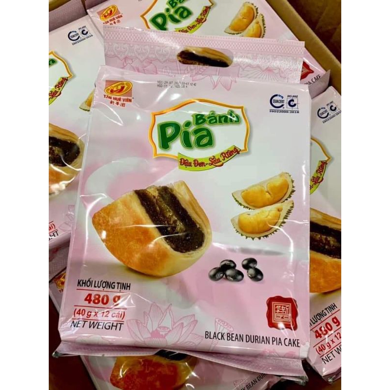 Bánh pía kim sa đậu đen / đậu đen sầu riêng chayTân Huê Viên 480g