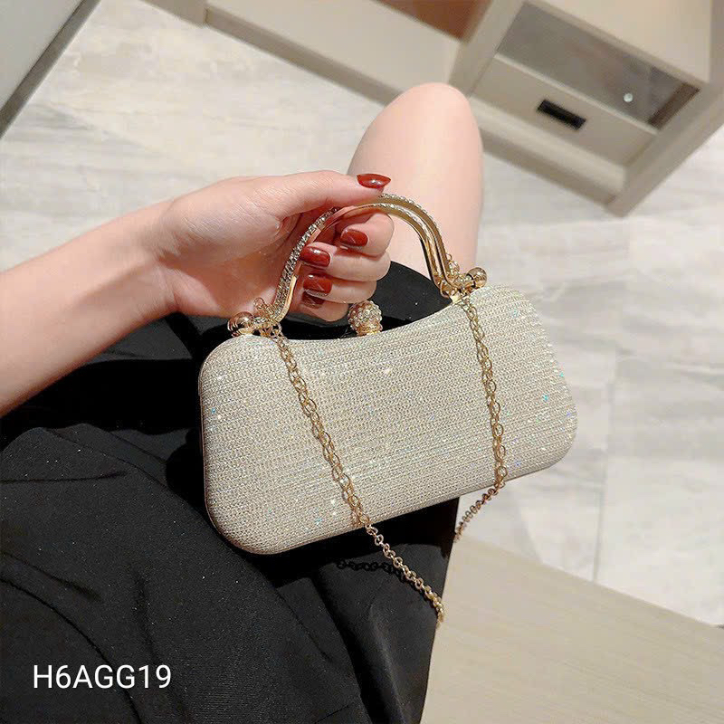 Túi cốp đá màu chữ nhật cầm tay size 19cm hàng Quảng Châu