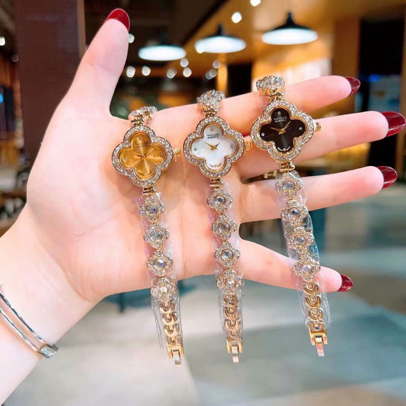 💐💐Đồng hồ nữ mặt 4 cánh lắc tay nhỏ dễ thương, thương hiệu  VanCleef & Arpels , size 26mm, chống nước 3atm
