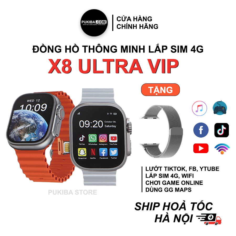 Đồng hồ X8 bản Ultra 2023, nâng cấp S8 bản Ultra, lắp sim 4G, nghe nhạc, xem phim, chơi game, tải App | Pukiba.com