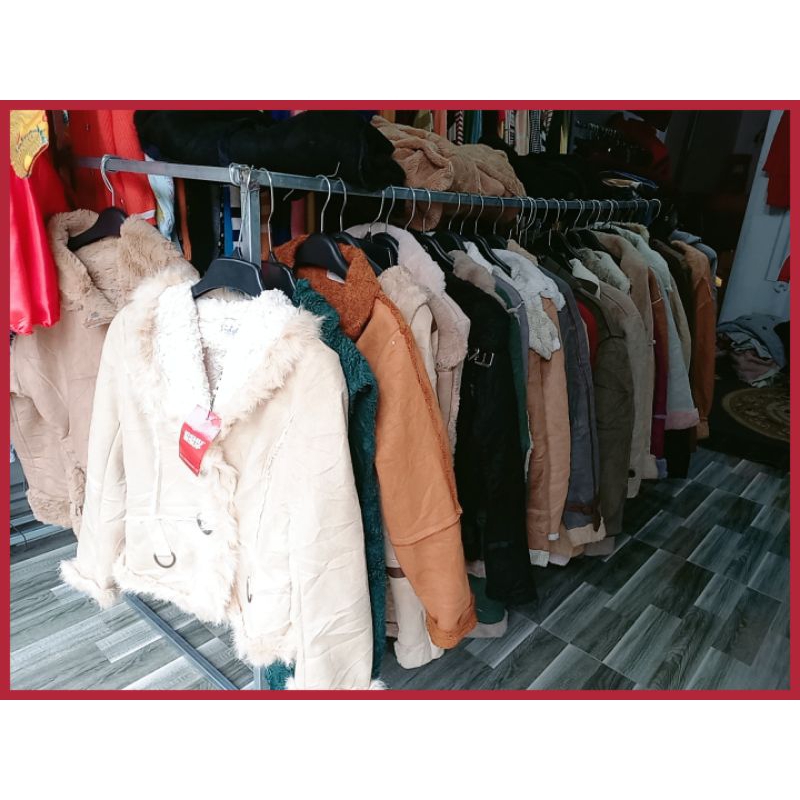 Khoác da lộn lót lông đẹp xả