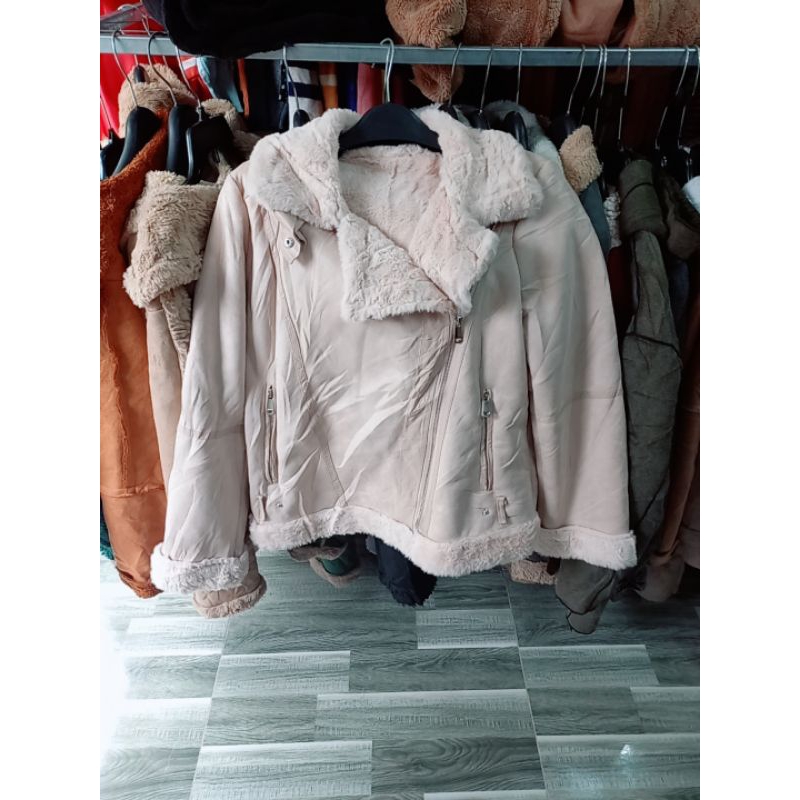 Khoác da lộn lót lông đẹp xả