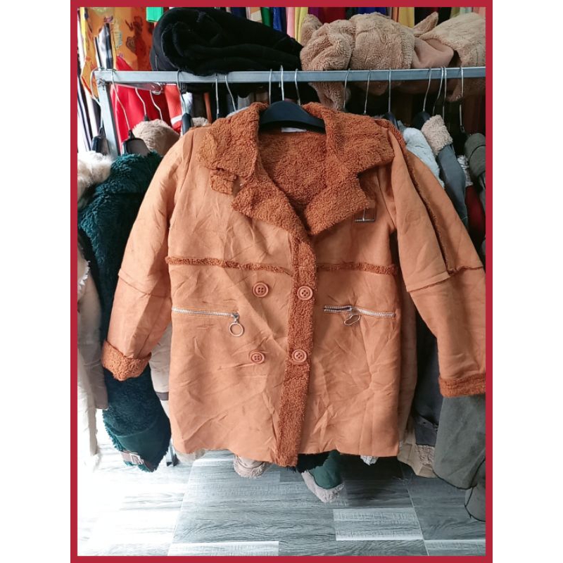 Khoác da lộn lót lông đẹp xả