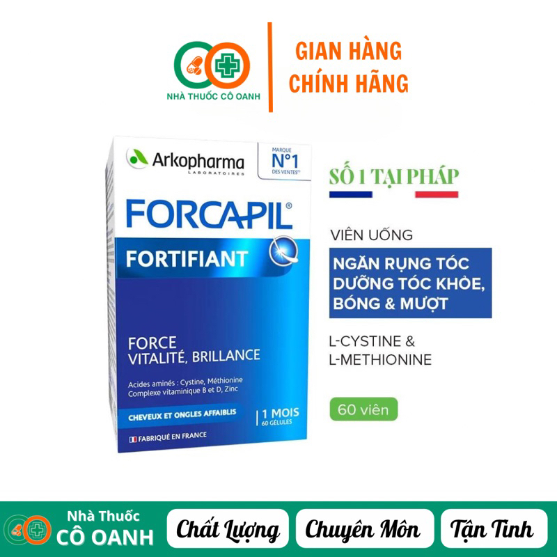 Forcapil Fortifiant - Viên uống ngừa rụng tóc, dưỡng tóc khỏe bóng mượt (Pháp)