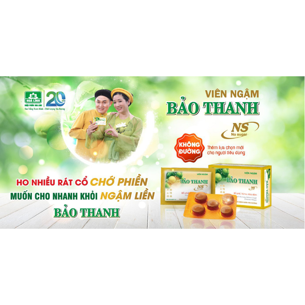 Viên ngậm ho Bảo Thanh - Kẹo ngậm giúp hóa đờm, thông cổ, mát họng - Vỉ 5 viên