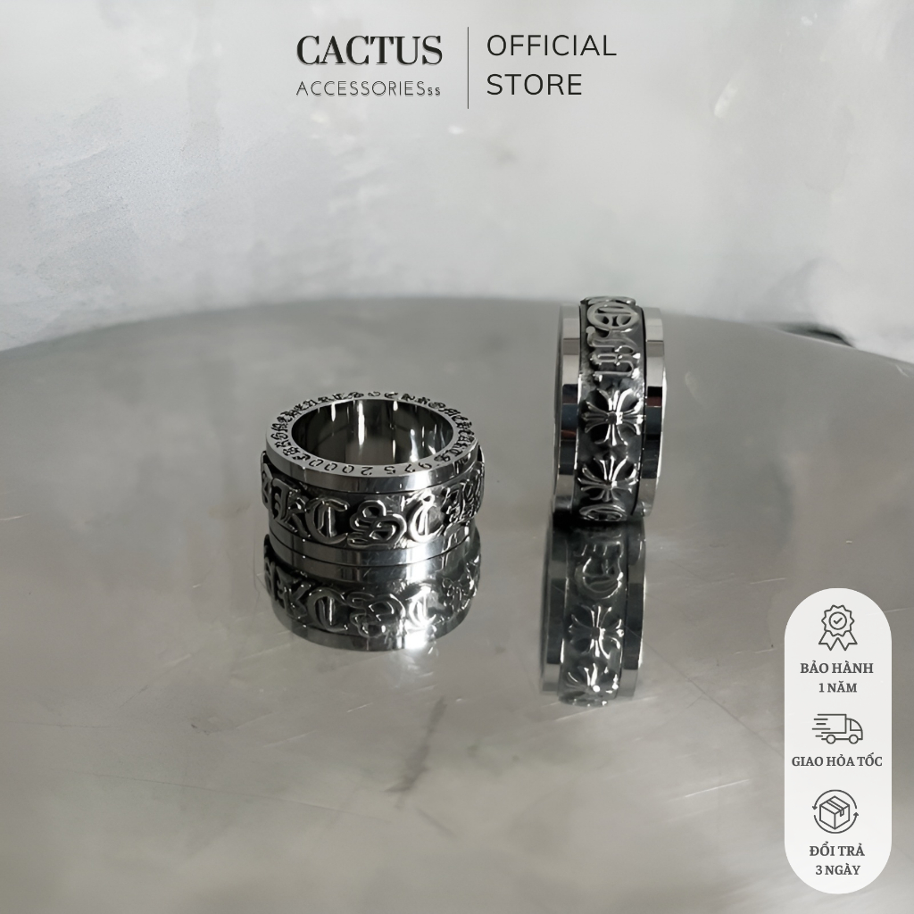 NHẪN CHROME HEART THÉP TITAN KHÔNG GỈ 2 - Cactus Accessoriesss