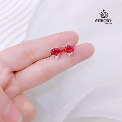 Bông Tai Bạc Hồ Ly Đá Màu - Minh Canh Jewelry