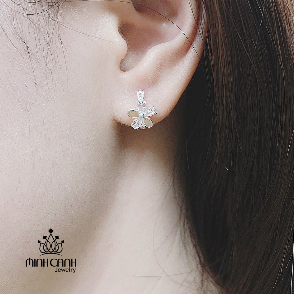 Bông Tai Hoa Mix Cánh Khóa Bấm Tròn - Minh Canh Jewelry