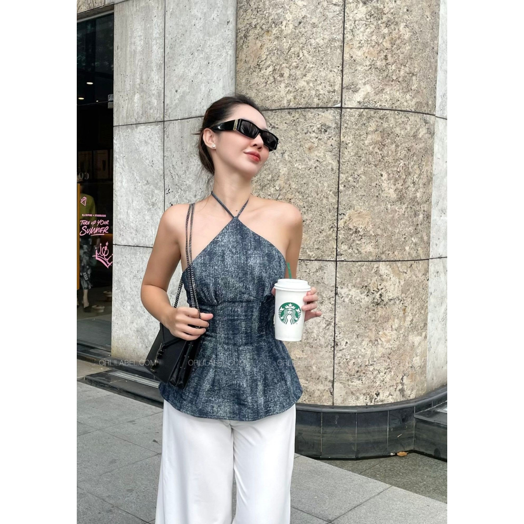 Indigo Shirt - Áo yếm jean thiết kế - Orli Label