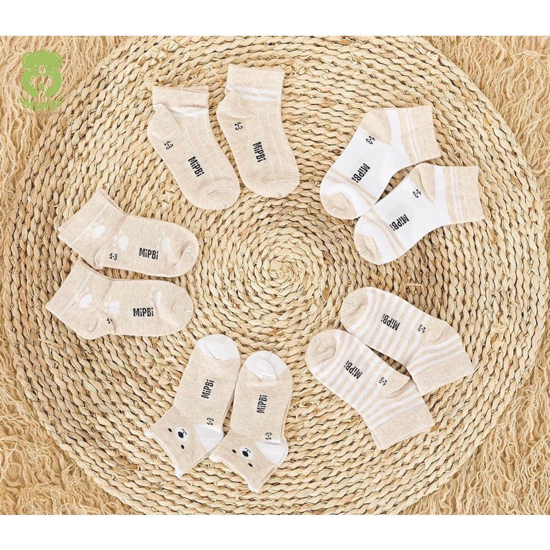 Set 2 đôi vớ/tất chân Mipbi/Moon chất cotton mềm cho bé