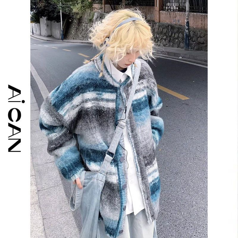 Áo Cardigan Lông Xù Hai Màu Thời Trang Unisex