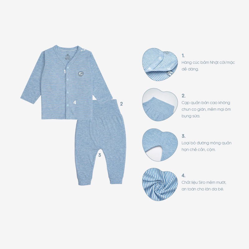 Bubaby Bộ sơ sinh dài tay cài giữa Joyful - BU Siro BSR110200