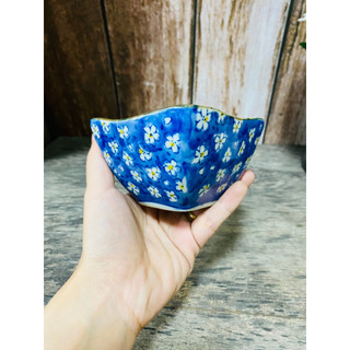 GỐM NHẬT - CHÉN VUÔNG HOA ĐÀO, CARO