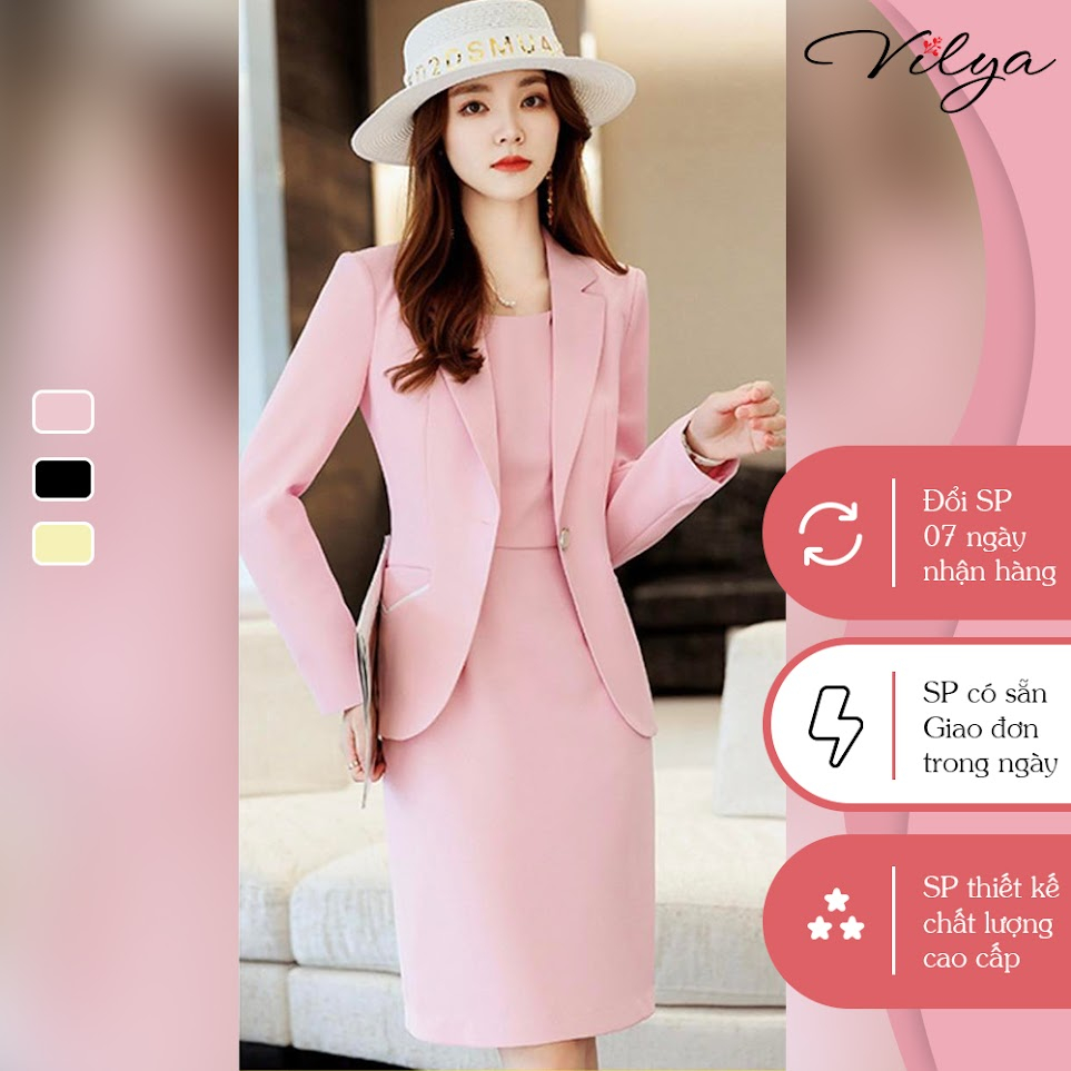Đầm vest công sở nữ VILYA vải trượt cao cấp sát nách VD23-004