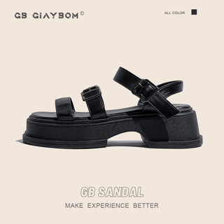Giày sandal nữ đế cao 5 phân 2 quai ngang phối khóa cài phong cách ulzzang giaybom b2829