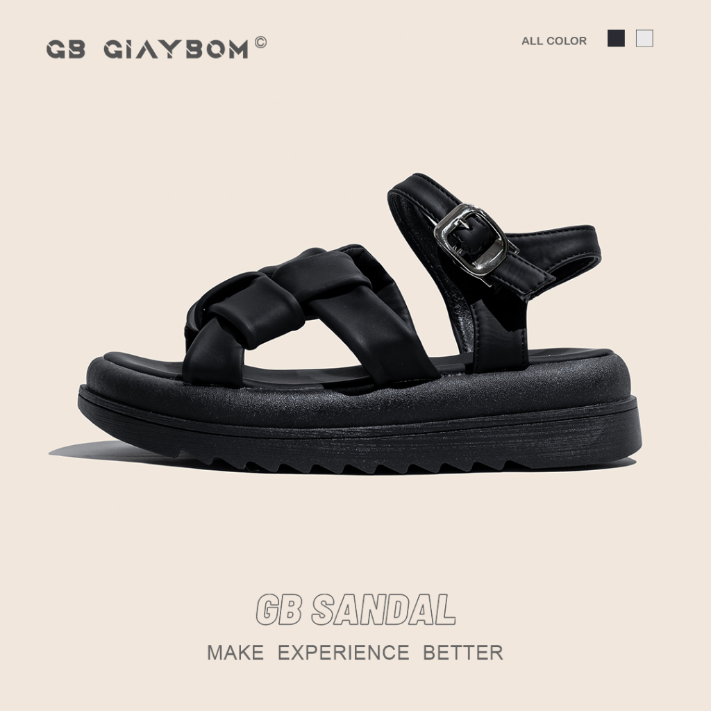 Giày Xăng Đan Nữ Đế Cao Quai Đan Màu Đen, Kem Nhẹ Êm Mới Nhất giayBOM GB Sandal B2854