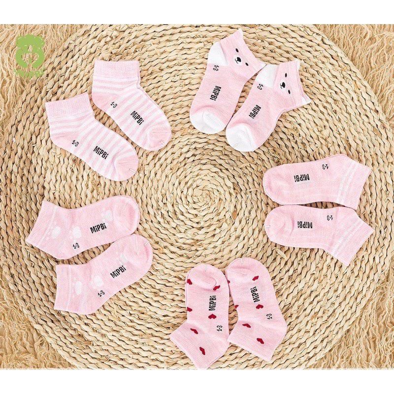 Set 2 đôi vớ/tất chân Mipbi/Moon chất cotton mềm cho bé