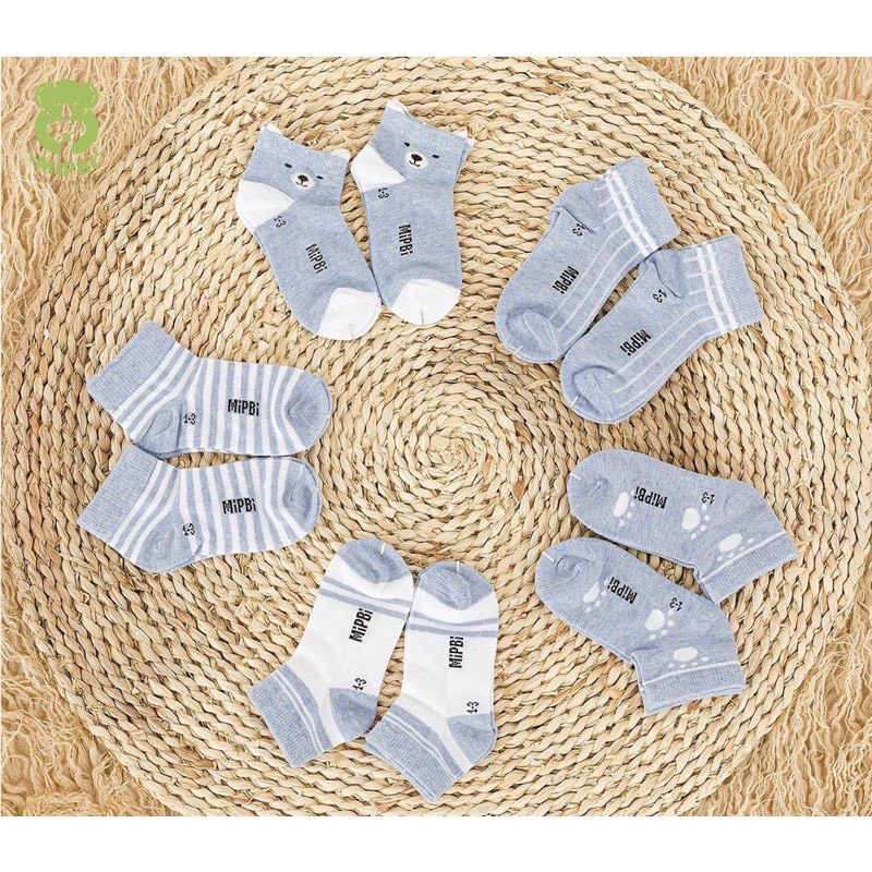 Set 2 đôi vớ/tất chân Mipbi/Moon chất cotton mềm cho bé