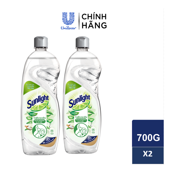 [HC GIFT] Combo 2 Nước Rửa Chén Bát Sunlight Thiên Nhiên Muối Khoáng & Lô Hội | Chai 700G