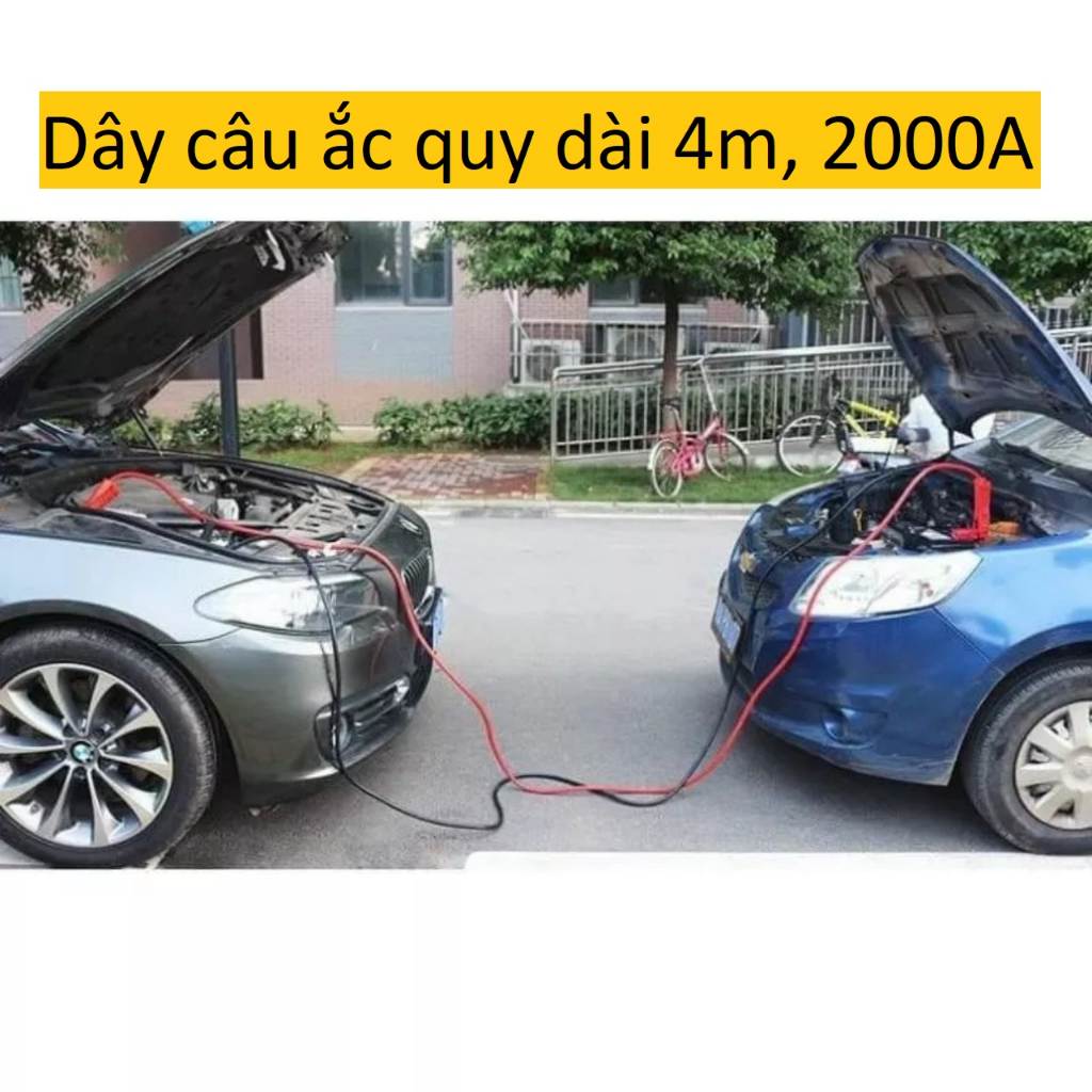 Dây Câu Bình Ắc Quy Ô Tô  - Dây Câu Bình Điện Ắc Quy Ô Tô dài 4 Mét - Dây Kích Bình Ắc Quy Ô Tô