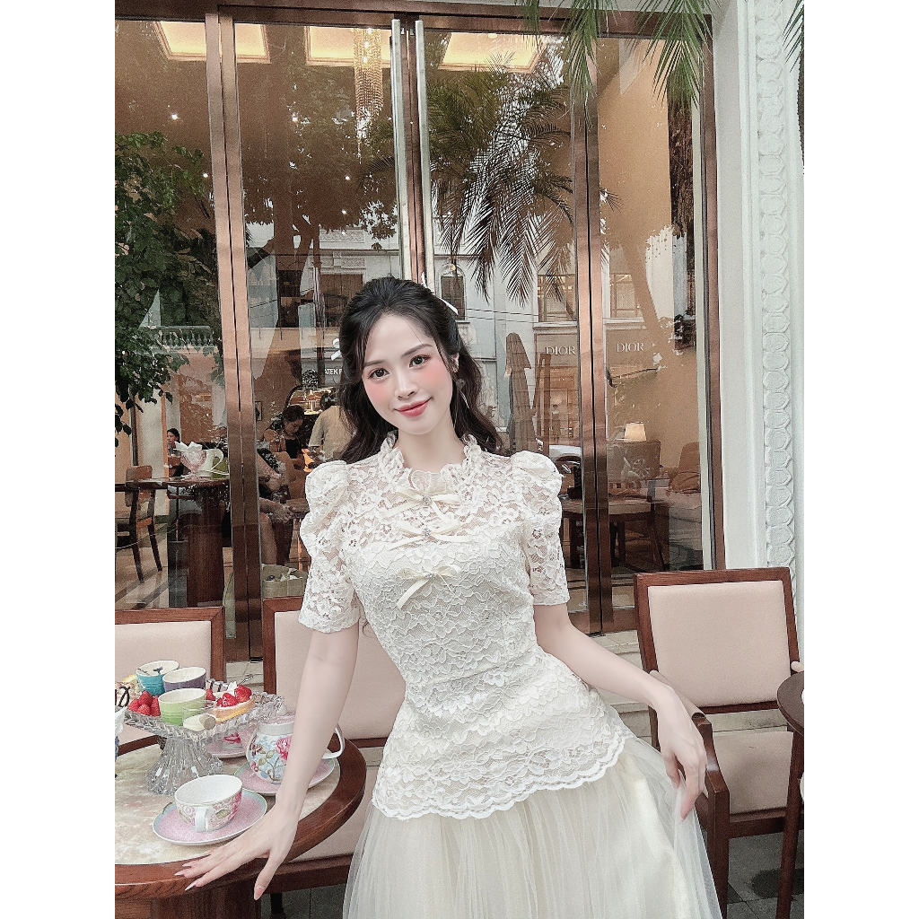 Áo ren kem nơ đá cao cấp MadebyThuyLinh