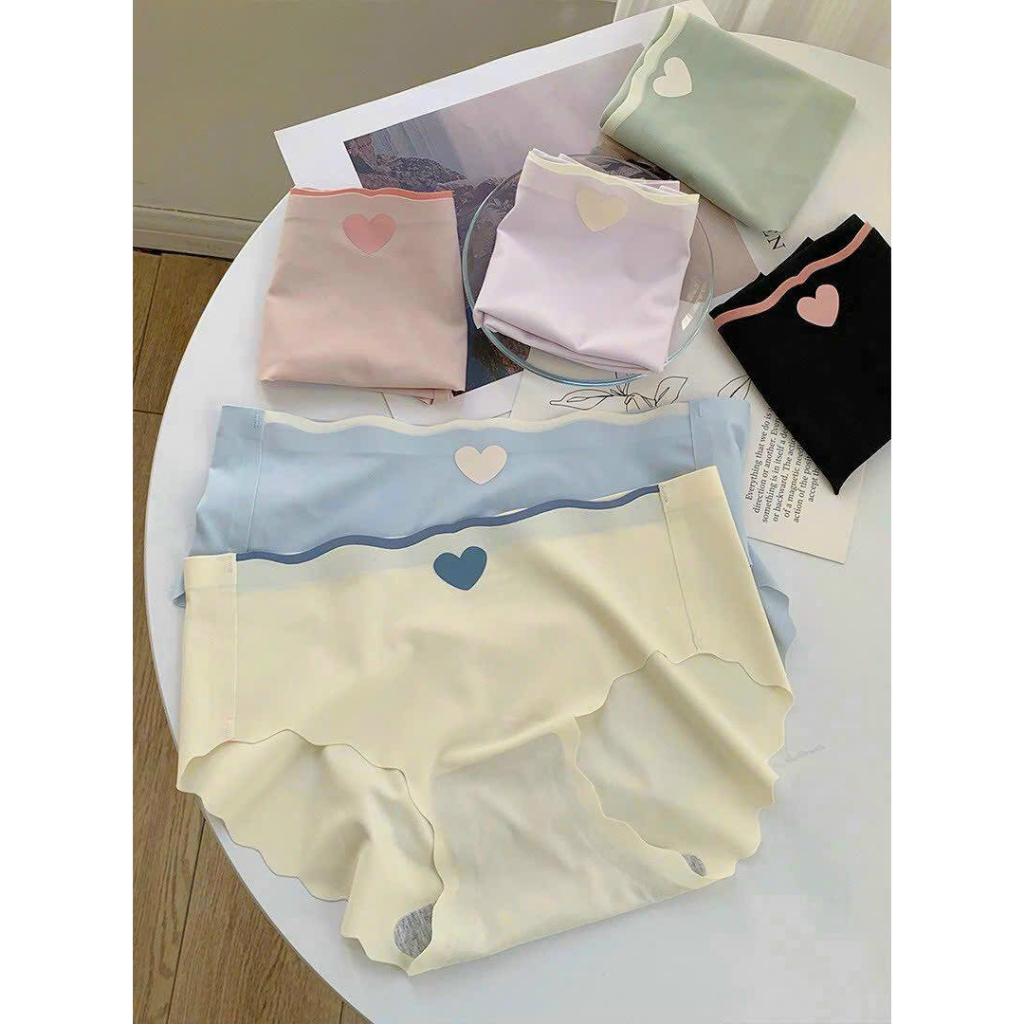 Quần Lót Nữ Đúc Su Thun Lạnh Viền Sóng gợi cảm không đường viền họa tiết trái tim