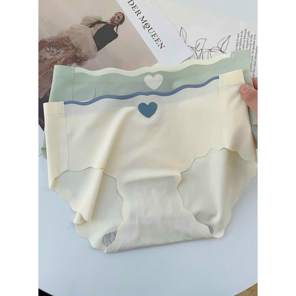 Quần Lót Nữ Đúc Su Thun Lạnh Viền Sóng gợi cảm không đường viền họa tiết trái tim