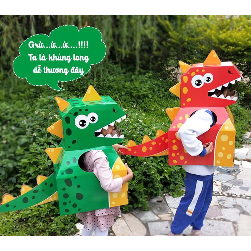 Đồ chơi hoá trang đầu kì lân, khủng long, Đồ chơi ngày hội trung thu vui nhộn cho bé.