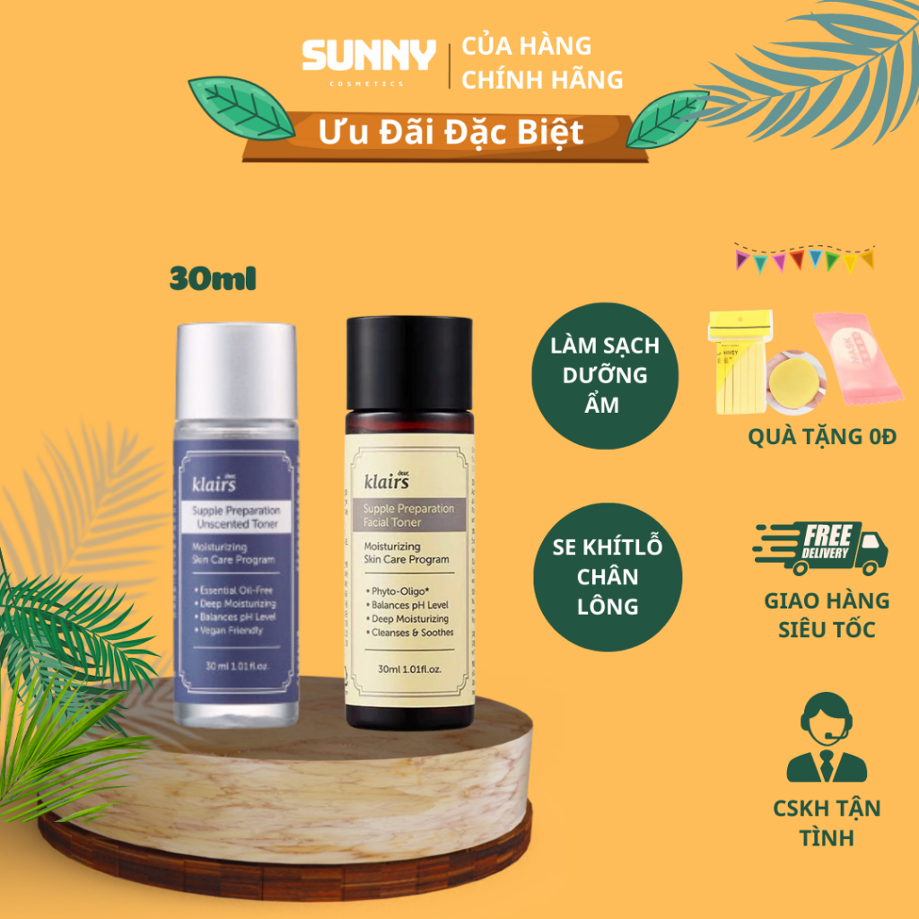 Nước Hoa Hồng Dưỡng Ẩm Dear Klairs Supple Preparation Toner 30ml-180ml