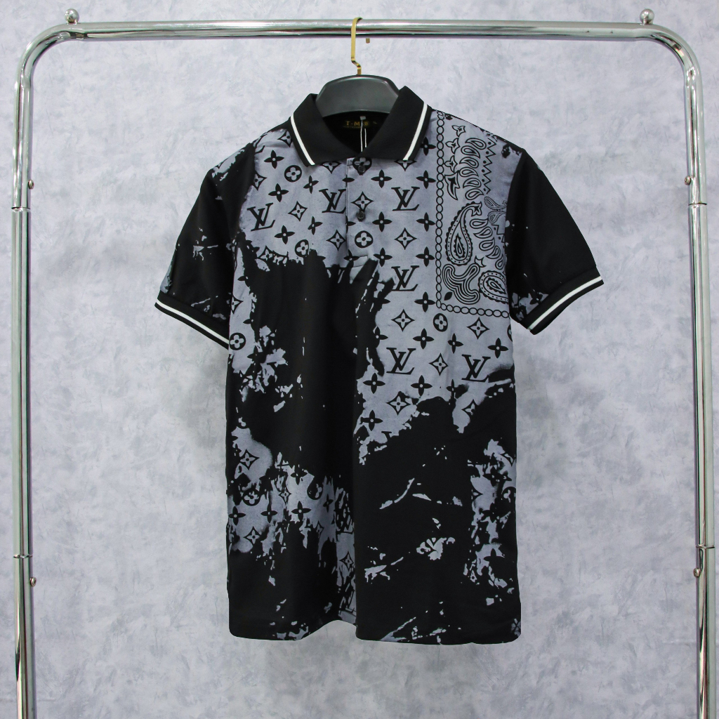 Áo phông LV hoa lá cành phối Màu họa tiết 3D 2 màu đen trắng - Áo lv nam nữ siêu cấp vải cotton siêu đẹp thời trang