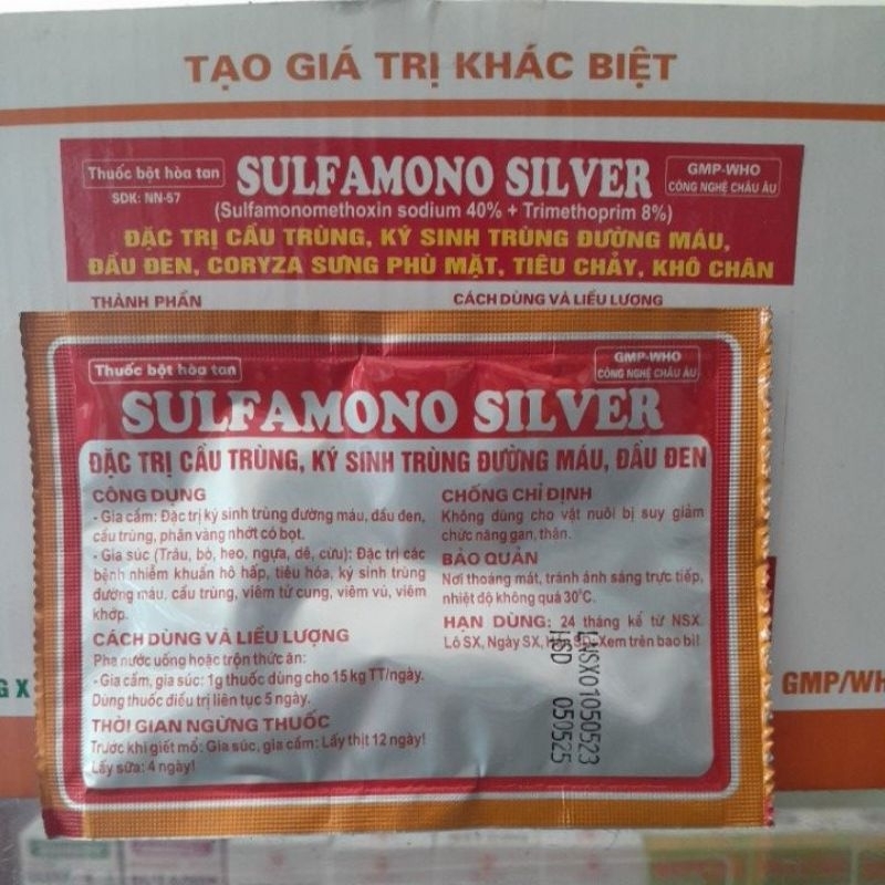 Sulfamono 10g chuyên ký sinh trùng máu, bệnh đầu đen, tiêu chảy phân trắng nhớt
