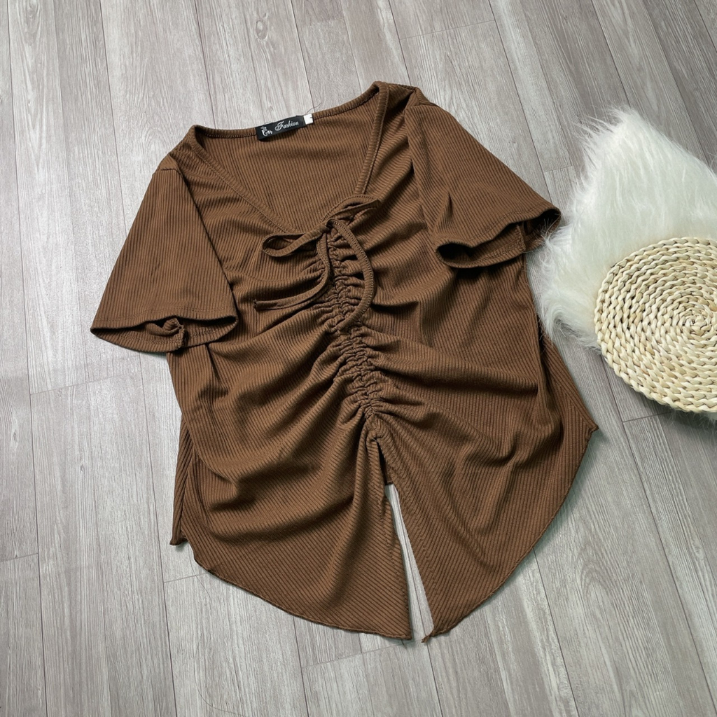 Áo Thun Bigsize Nữ,Áo Kiểu Croptop Dây Rút Big Size Chất Vải Gân Tăm Mềm Mát Lên Phom Đẹp G42