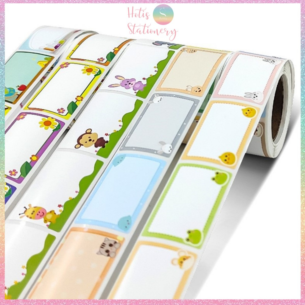 25 MẪU - Cuộn 250 sticker tem nhãn dán ghi tên dán sách vở, chai lọ, hộp nhựa