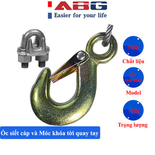 Ốc siết cáp mạ kẽm phi 6 ABG và móc khóa cáp tời quay tay 600LBS-2000LBS, cóc cáp,ốc xiết cáp, ốc siết, móc tời thay thế
