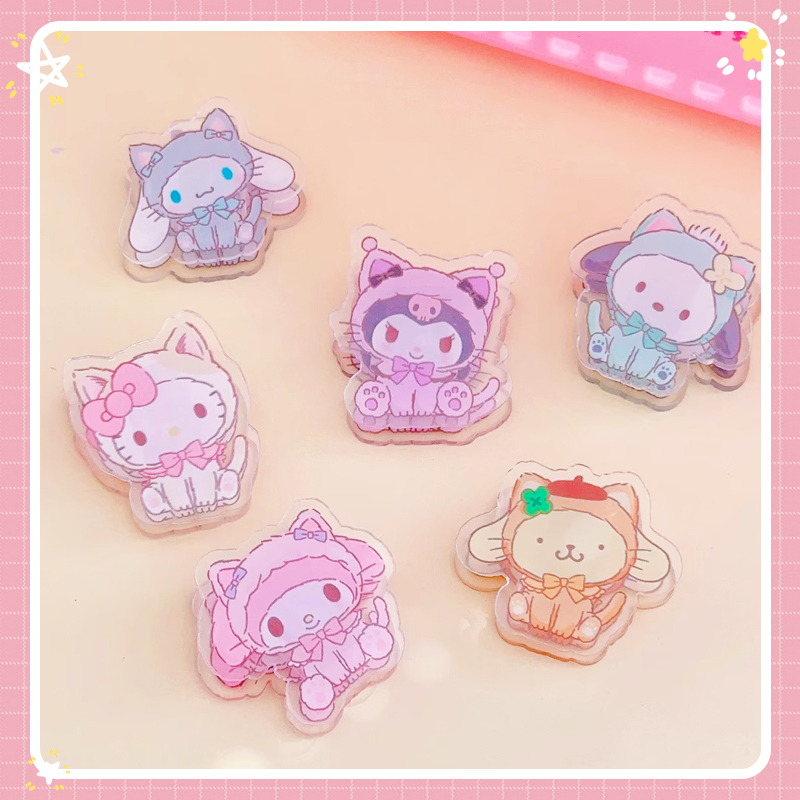 💜SANRIO Kẹp Giấy Kiểm Tra Dữ Liệu Bằng Acrylic Trong Suốt Hình Chú Chó Cinnamon Hoạt Hình