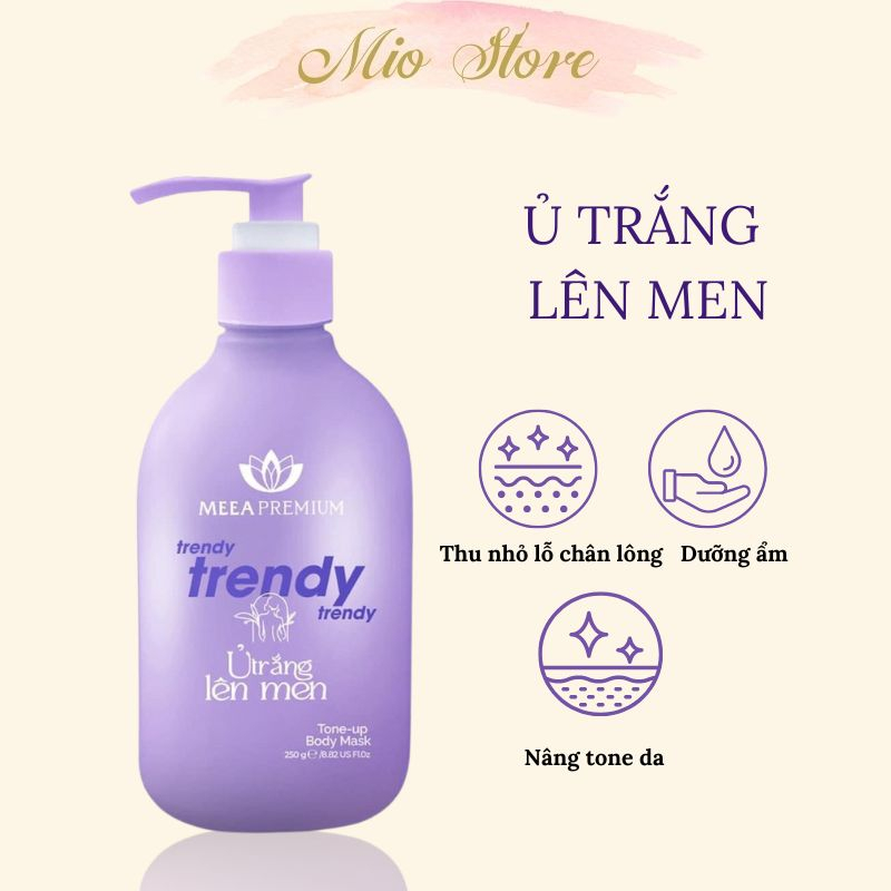 Ủ trắng body, ủ trắng lên men trendy- Meea Premium dưỡng ẩm, thu nhỏ lỗ chân lông, làm trắng da