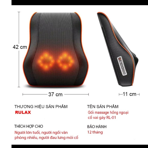 Gối massage hồng ngoại cổ vai gáy lưng D331